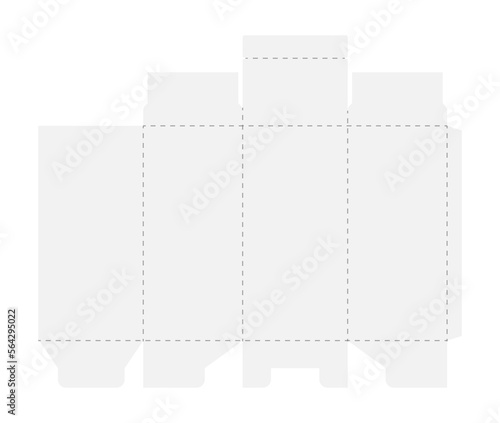 Box cut model. Package template layout for new design. Paper rectangular cardboard, container mockup