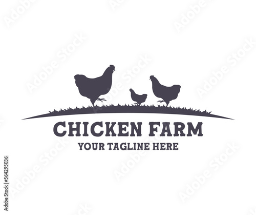 Chicken farm, livestock, farm classic logo design.  Minimal Agriculture, Farming,  chicken farm, chicken feeding. Poultry farming vector design and illustration.

