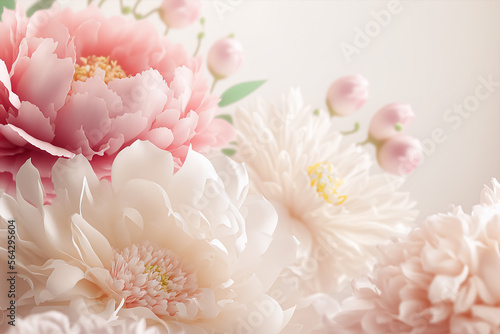 Soft Pink flowers for wedding background. Valentine's day flowers background. Generative AI