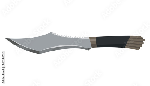 Military hunting knife. Combat weapon blade, vector model type. Trapper sword or hunter knife blade. Protection concept. Warrior blade or jackknife on white background