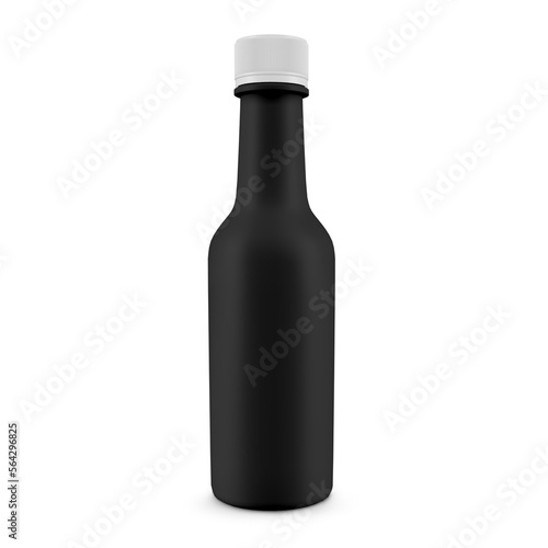 Black plastic bottle isolated transparent