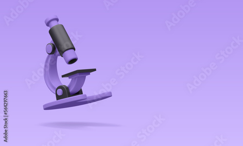 3d realistic microscope isolated on light background. Science, pharmaceutical and education concept. Microbiology magnifying tool. Vector illustration