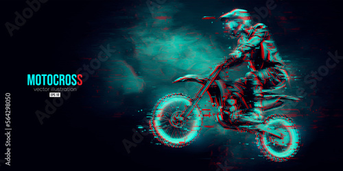 Abstract silhouette of a motocross rider  man is doing a trick  isolated on black background. Enduro motorbike sport transport. Vector illustration