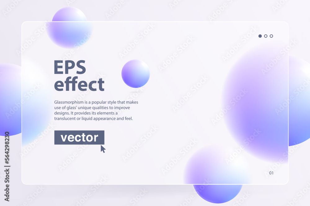 Website landing page template in glassmorphism style. Lilac colored template.