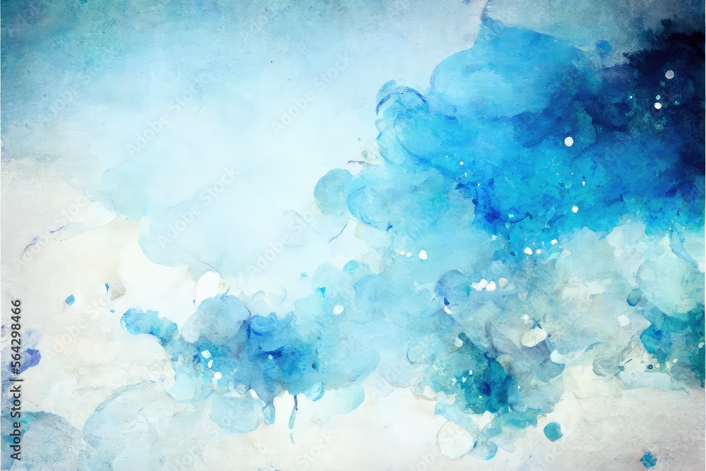 Blue watercolor cloudy sky with splash and fringe stains abstract background. Generative AI Blue watercolor cloudy sky with splash and fringe stains abstract background. Generative AI