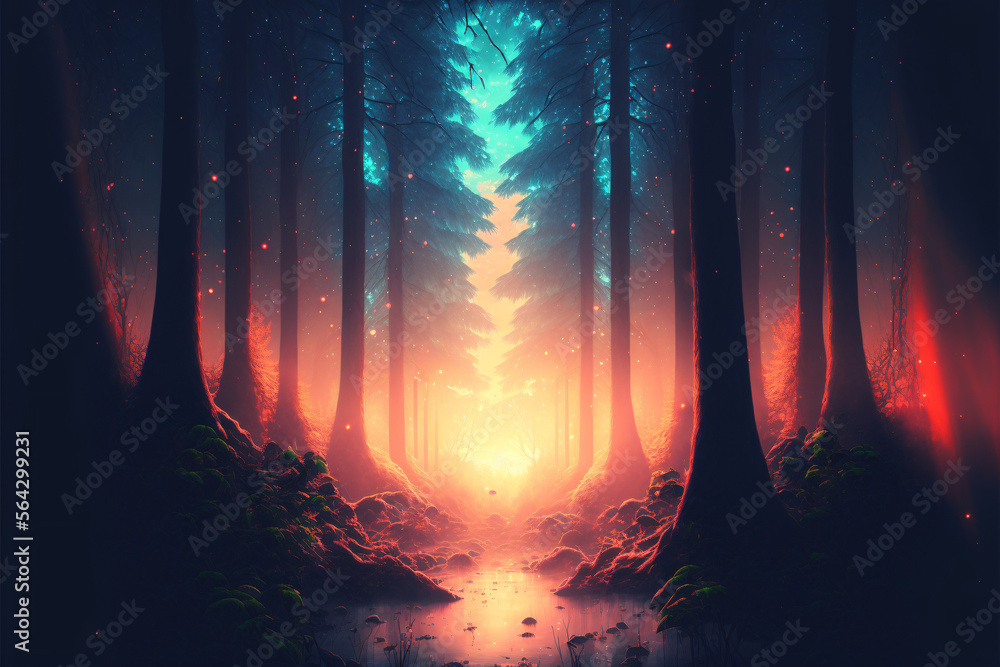 Naklejka premium Magical winter forest