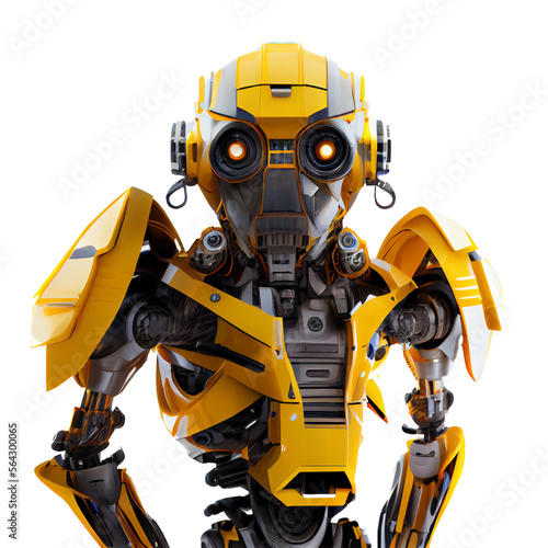 Generative AI cute yellow robot for project decoration