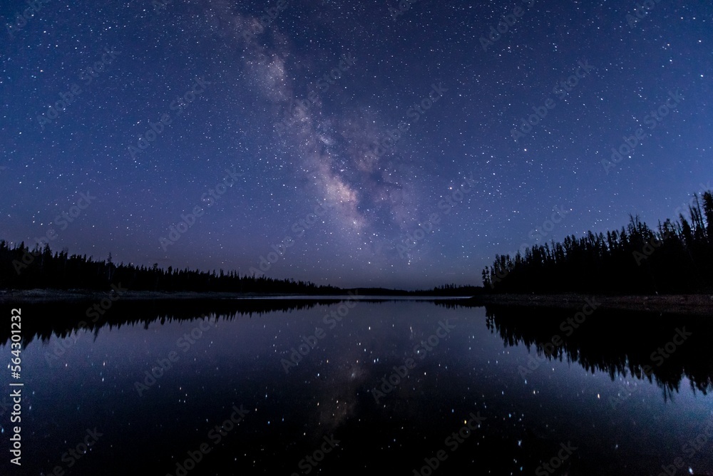 night sky over lake night sky over lake