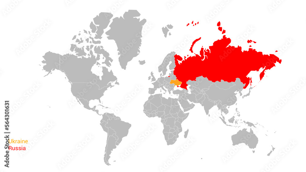 Map of Russia and Ukraine. Vector. Isolated polygons