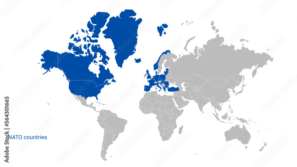 Map of NATO countries. Vector. Isolated polygons