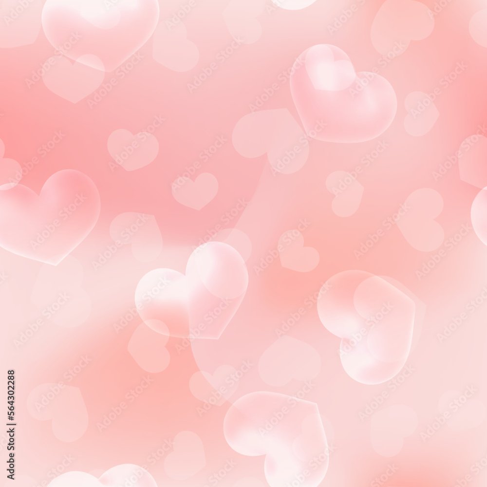 Lovely vector seamless pattern with hearts and light pink gradient. Romantic backdrop is perfect for wedding decoration, bachelor party, St Valentines Day, greeting cards, gifts, wrapping paper