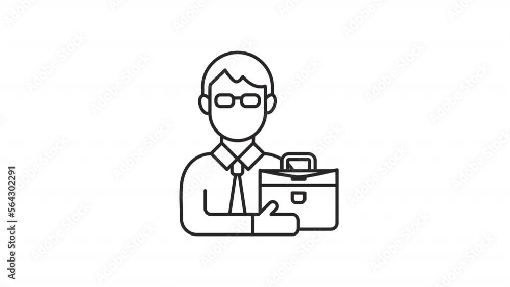 Animated adult man linear icon. Businessman. Office manager. Age group. Male worker. Seamless loop HD video with alpha channel on transparent background. Outline motion graphic animation Animated adult man linear icon. Businessman. Office manager. Age group. Male worker. Seamless loop HD video with alpha channel on transparent background. Outline motion graphic animation