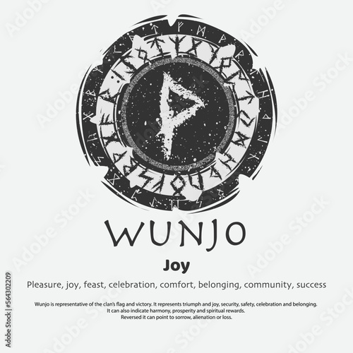 Viking Wunjo rune dark circle shield