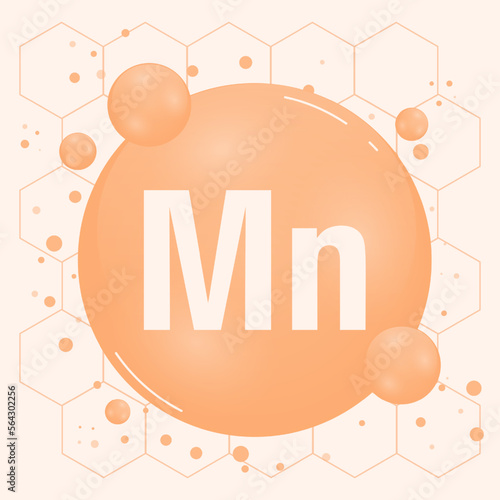 Manganese, Mn minerals for health. Mineral pill icon for medical design. Vector illustration