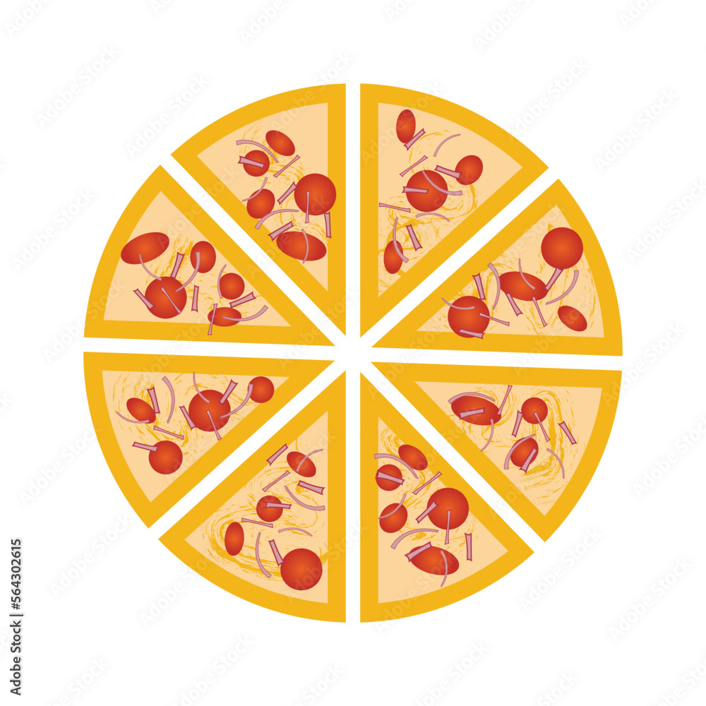 Pizza Slice sausage vector Illustration icon. Pizza Slice sausage vector Illustration icon.