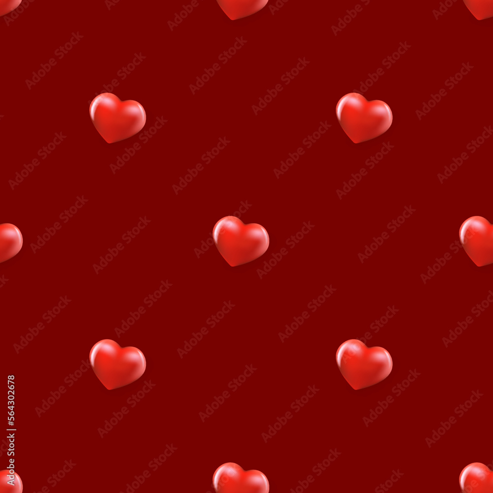 vector heart seamless pattern background with red layout. Beautiful cute wrapping paper design template with seamless red hearts. Valentines day background. 14 February backdrop