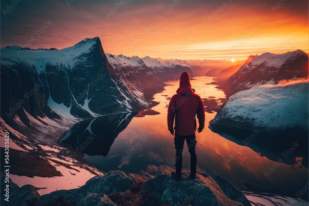 Fototapeta premium hiker in the mountains made with generative ai