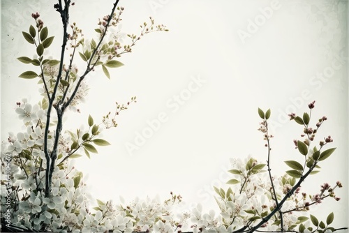 spring background with blooming branches Generative AI