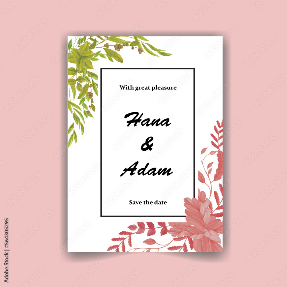 romantic watercolor botanical flower wedding invitation