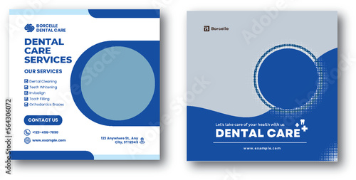 Dental care  medical health care Social media post banner template or promotional square flyer or web banner design