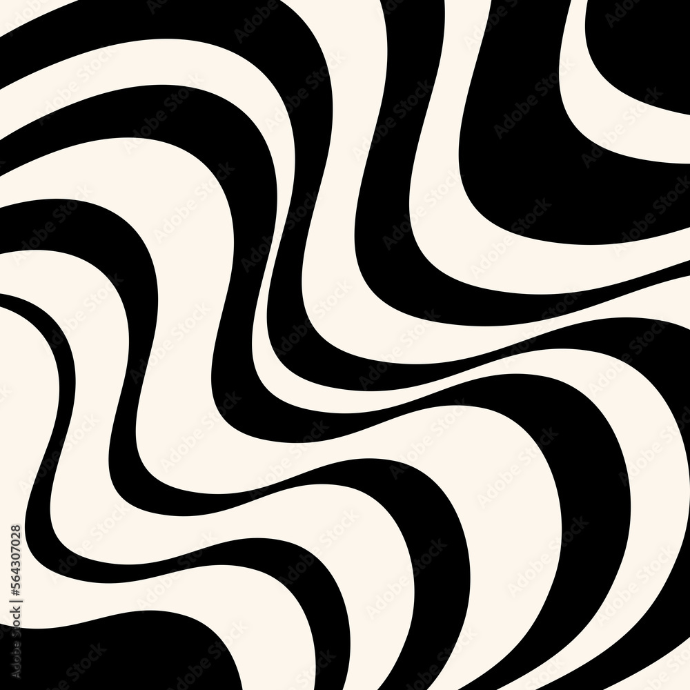 Abstract illustration of monochrome, modern retro style waves design in black and pastel colors Abstract illustration of monochrome, modern retro style waves design in black and pastel colors