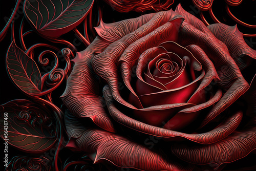 a red rose background. Generative AI