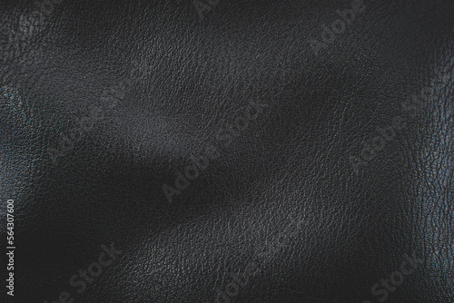 Black artificial leather texture close up. Leather