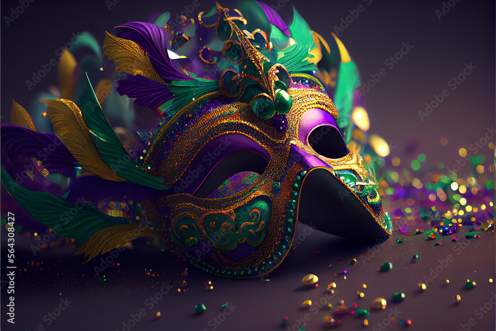 Vivid colorful carnival, festival, Mardi Gras mask
