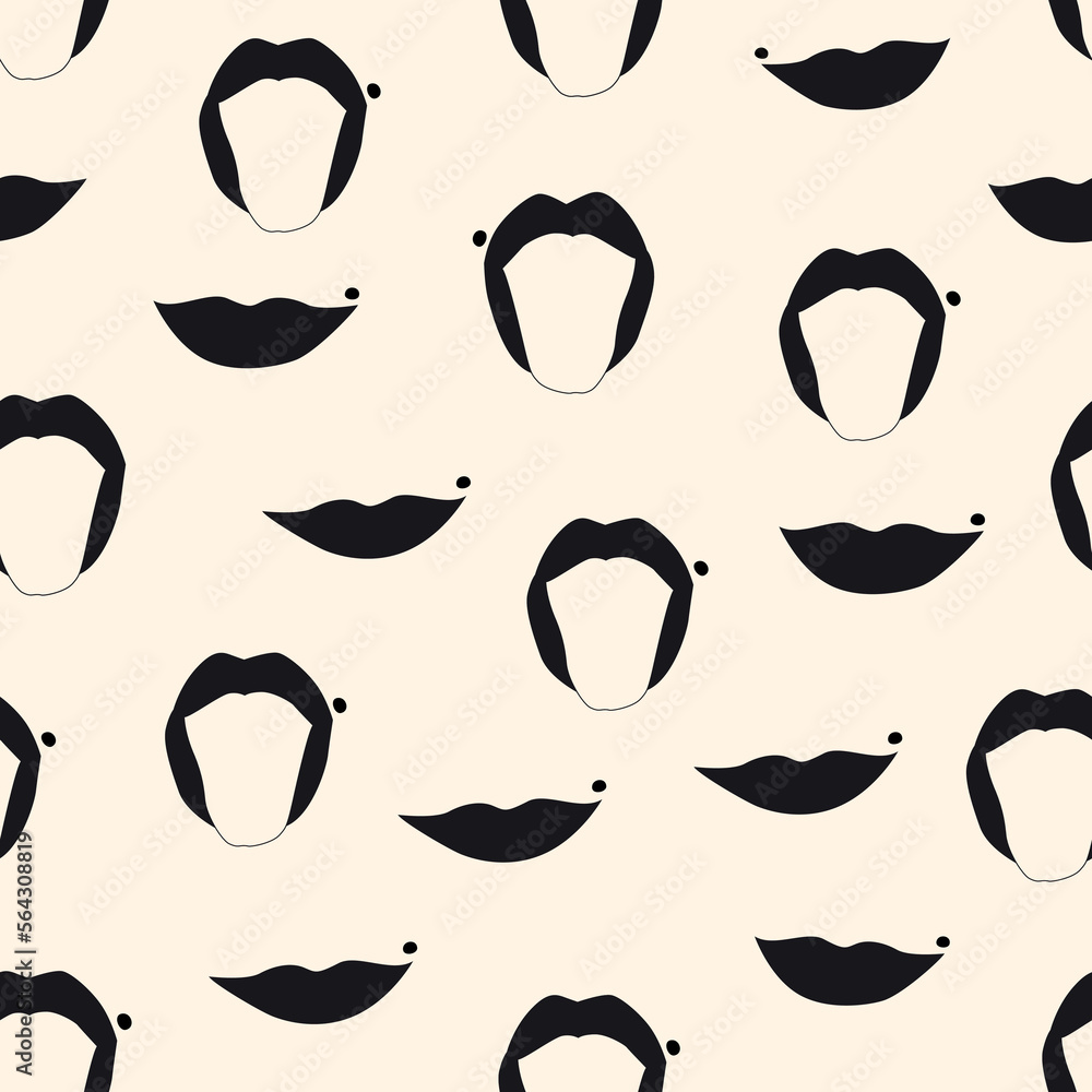 Cool vector lips seamless pattern