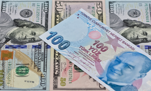 Images of various country banknotes. Turkish lira photos.