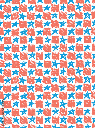 Vibrant stars and stripes vector seamless pattern