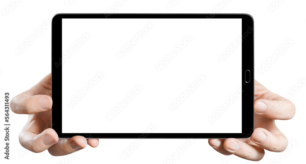 Tablet in male hands cut out Tablet in male hands cut out