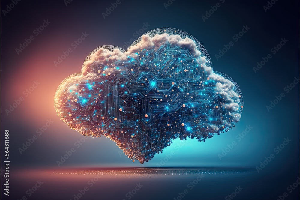 Cloud computing for digital storage and transfer big data on internet.futuristic.Generative AI Cloud computing for digital storage and transfer big data on internet.futuristic.Generative AI