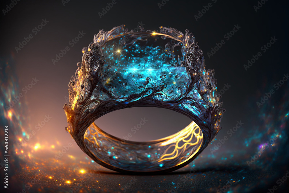 magical fantasy ring with glowing galaxy inside crystal made by generative  ai Stock-Illustration | Adobe Stock