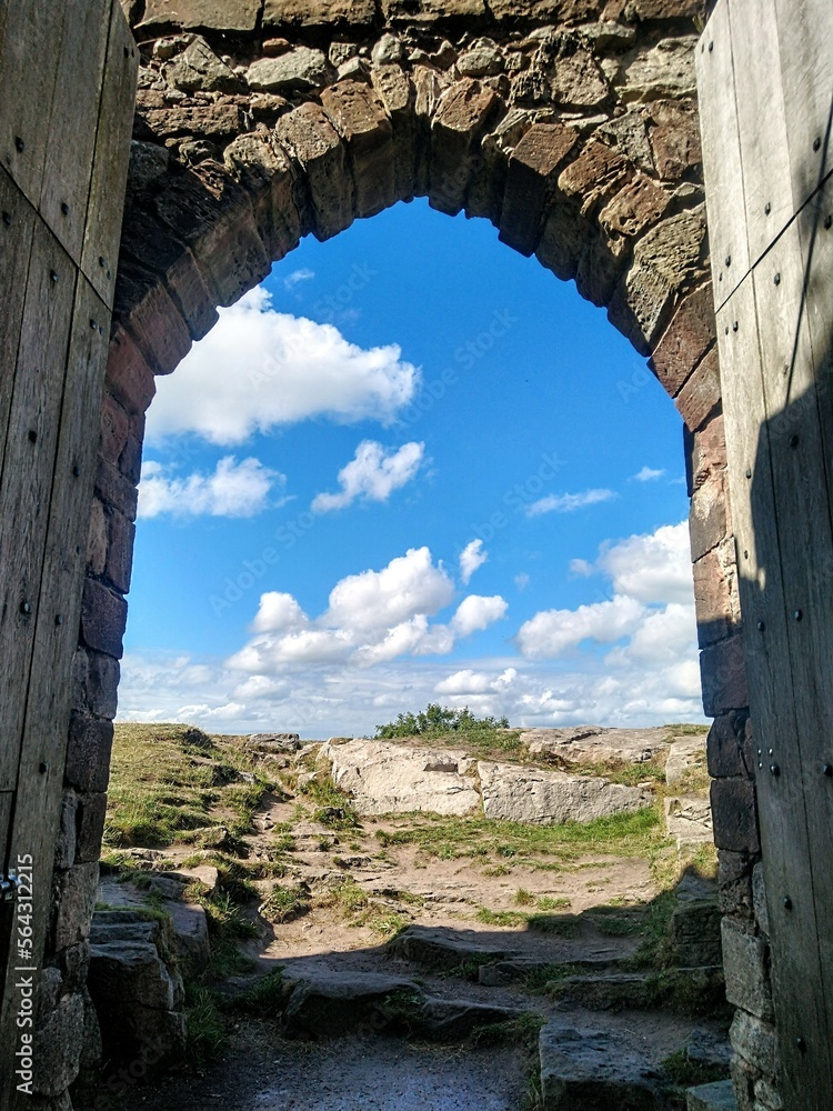 Looking through the main gate of Beeston Castle's Keep