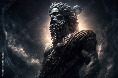 ancient greek god with powers surrounded by darkness made by generative ai