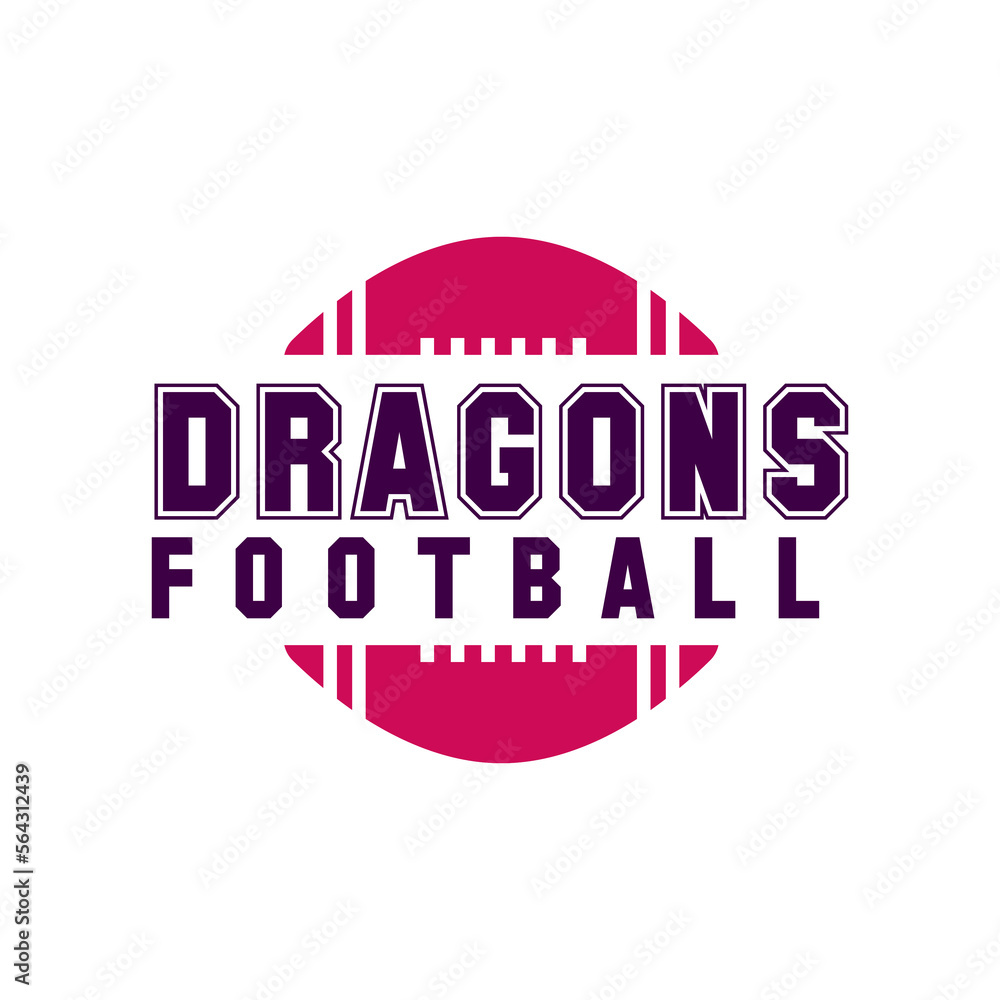 American football logo template-dragon football. Rugby badge graphics isolated on white background. Sports label design. Stock vector illustration