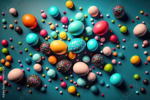 Easter eggs poster background for greeting celebrated in easter day. Generative AI © AI Farm