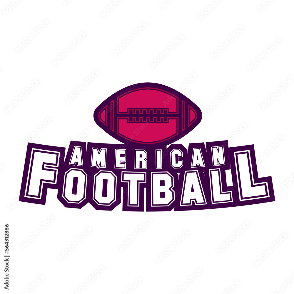 American football logo template with ball. Rugby badge graphics isolated on white background. Sports typography label design. Stock vector illustration American football logo template with ball. Rugby badge graphics isolated on white background. Sports typography label design. Stock vector illustration