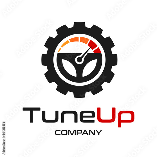 Tune up car vector logo template. This design use gear and steer symbol. Suitable for automotive business.