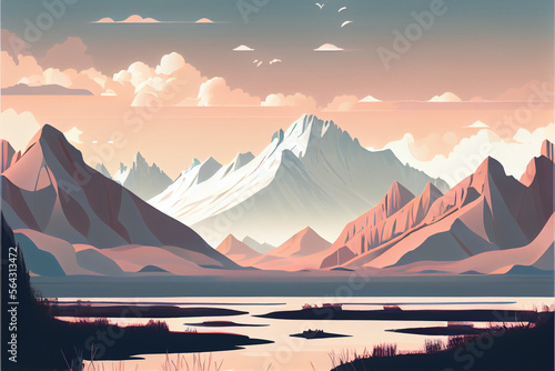 Vector illustration of a landscape Generative AI  9 © WeebsClass.CO