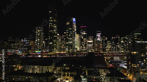 Wallpaper Mural Above San Francisco at night.Aerial cinematic shot Torontodigital.ca