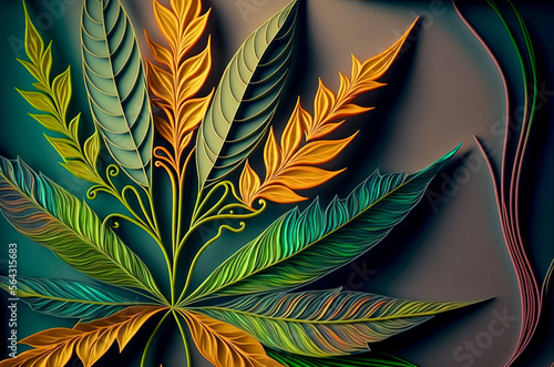 Cannabis leaves on a dark background. abstract background with Marijuana leaves. Generative AI