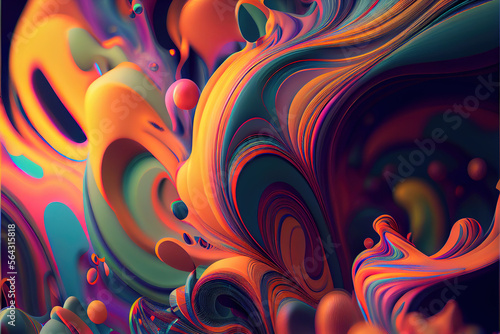 Vibrant colourful background with swirling shapes. Generative AI © Pavel