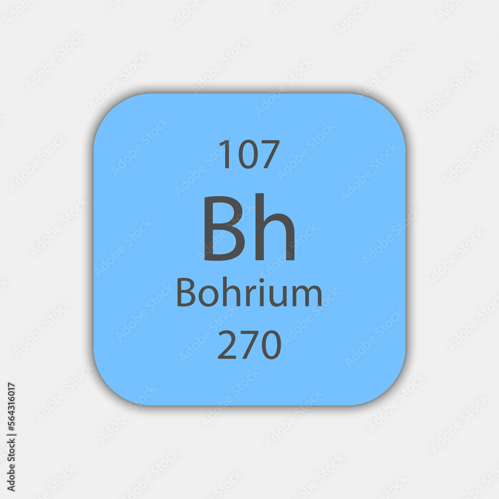 Bohrium symbol. Chemical element of the periodic table. Vector illustration. Bohrium symbol. Chemical element of the periodic table. Vector illustration.