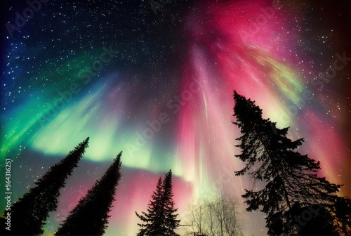 Magical and mystical northern lights. Aurora Borealis. 