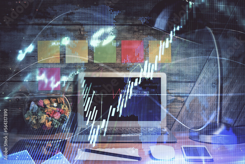Wallpaper Mural Multi exposure of forex graph and work space with computer. Concept of international online trading. Torontodigital.ca
