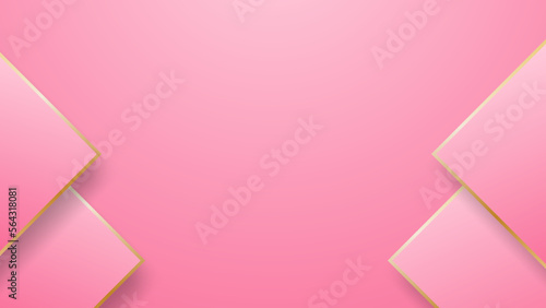 Pink background with golden lines and free space for promotional text