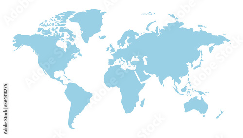 World map on white background. World map template with continents, North and South America, Europe and Asia, Africa and Australia 10 EPS.