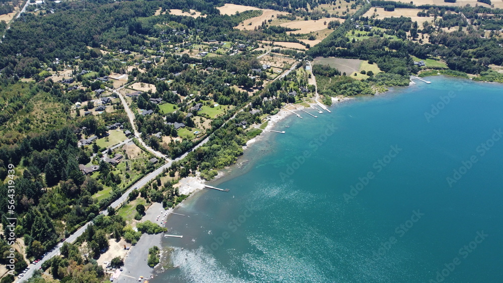 aerial view. summer on the beaches of a lake is the ideal vacation